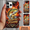 Maxcorners Fishing Flaming Carbon Fiber Artwork Multiple Options Personalized Name Phone Case (13 Fish Species)