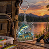 Maxcorners Dynamic Ocean Wave Fishing Artwork Personalized Name 2D Acrylic Keychain Ornament (8 Fish Species)