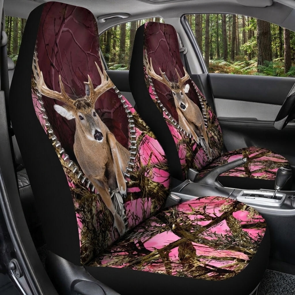 Maxcorners Pink Camo Deer Hunting Wildlife Car Seat Covers