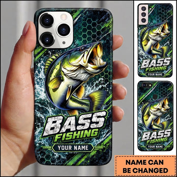 Maxcorners Fishing Hexagon Water Splash Artwork Multiple Options Personalized Name Phone Case (13 Fish Species)