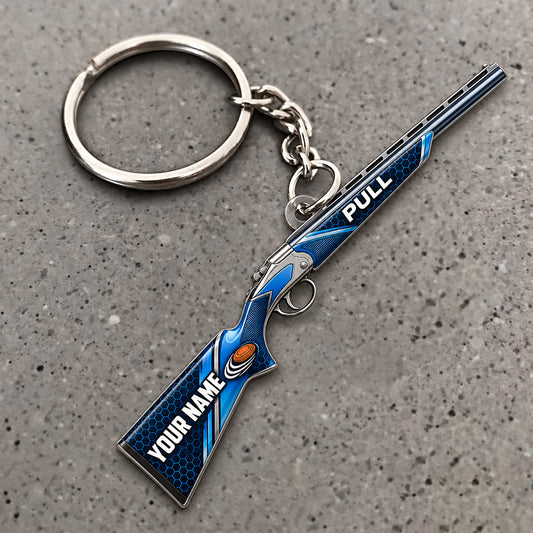 Maxcorners Shotgun Blue Flame Shooting Design Custom Name Trap Shooting Custom Gift 2D Flat Acrylic Ornament, Keychain