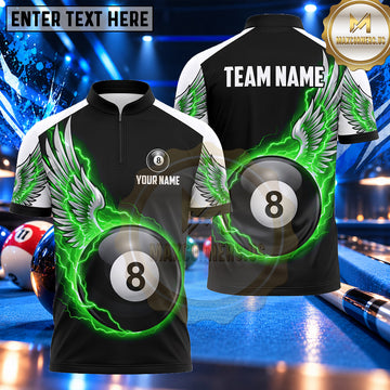 Maxcorners Majestic Angel Wings Billiards Multiple Options Personalized Name, Team Name 3D Shirt
