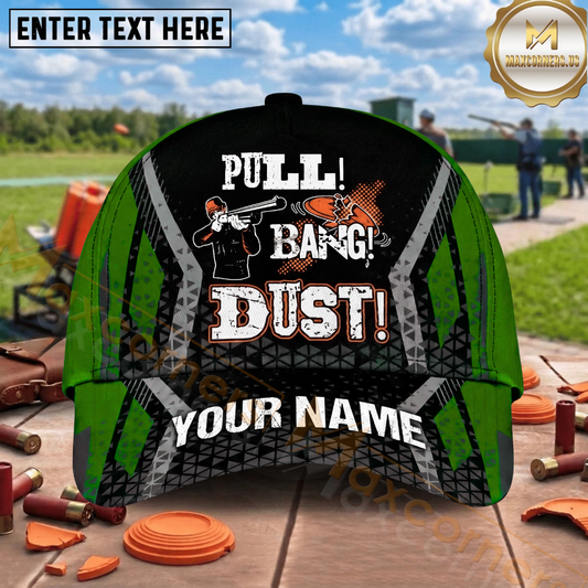 Maxcorners Pull Bang Dust Clay Target Shooter Trap Shooting Multicolor Options Personalized Name 3D Cap (7 colors)