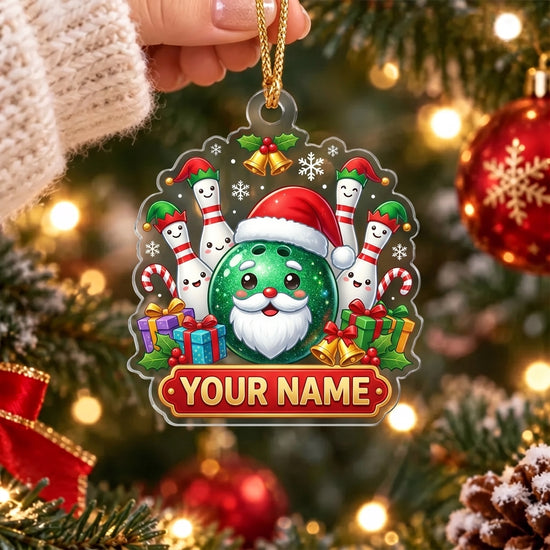Maxcorners Bowling Santa Claus Bowling Ball Christmas Personalized Name Christmas Ornament
