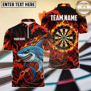 Maxcorners Shark Inferno Flame Dartboard Multiple Options Personalized Name, Team Name 3D Shirt