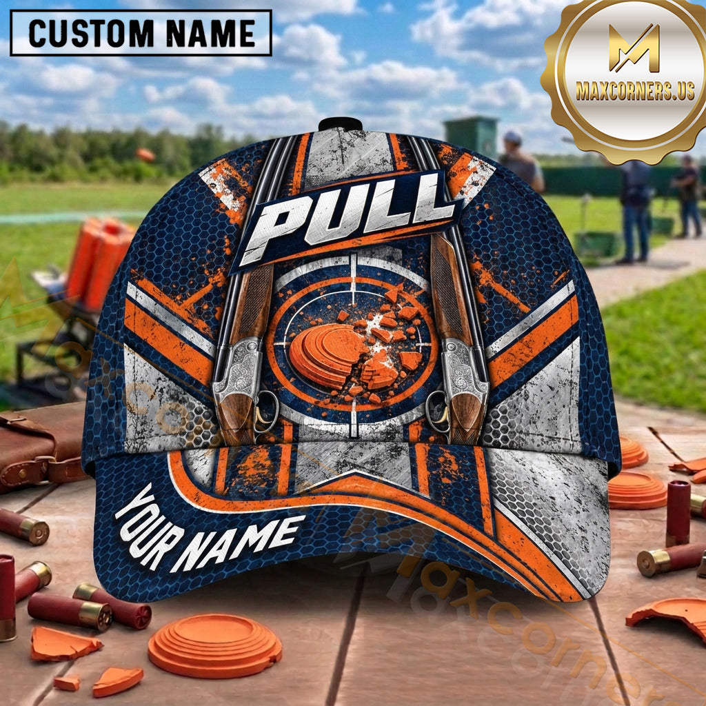 Maxcorners Trap Shooting Shotgun Clay Targets Classic Sport Graphic Multiple Options Personalized Name 3D Cap