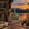 Maxcorners Antique Fishing Reel Badge Personalized Name 2D Acrylic Keychain Ornament (8 Fish Species)