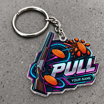 Maxcorners Neon Pull Shotgun Clay Target Design Custom Name Trap Shooting Custom Gift 2D Flat Acrylic Ornament, Keychain