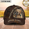 Maxcorners Dark Brown Leather Cross Strap Duck Hunting With Dogs Multi Options Personalized Name 3D Cap