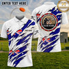 Maxcorners Trap Shooting Ripped American Flag Shotgun Shell Emblem Multiple Options Personalized Name, Team Name 3D Shirt