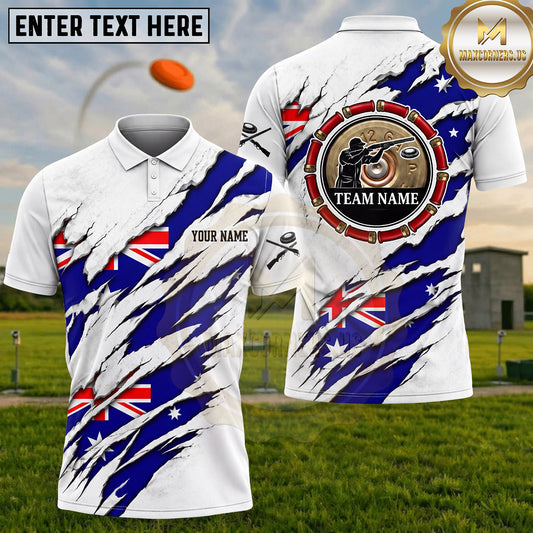 Maxcorners Trap Shooting Ripped American Flag Shotgun Shell Emblem Multiple Options Personalized Name, Team Name 3D Shirt
