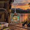 Maxcorners Rustic Wooden Sign Fishing Artwork Personalized Name 2D Acrylic Keychain Ornament (8 Fish Species)