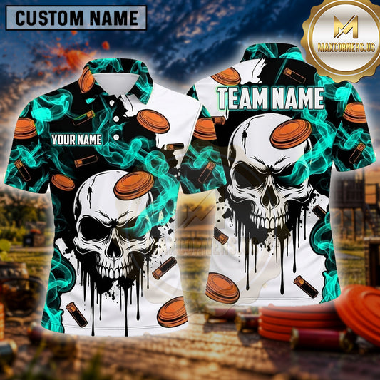 Maxcorners Trap Shooting Shirt Skull Dripping Flame Artwork Multiple Options Personalized Name, Team Name 3D Shirt