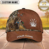 Maxcorners Rustic Brown Leather Flying Ducks Duck Hunting With Dogs Multi Options Personalized Name 3D Cap
