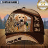 Maxcorners Two Tone Leather Duck Scene Dog Hunting Multicolor Options Personalized Name 3D Cap