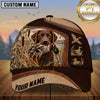 Maxcorners Two Tone Leather Duck Scene Dog Hunting Multicolor Options Personalized Name 3D Cap