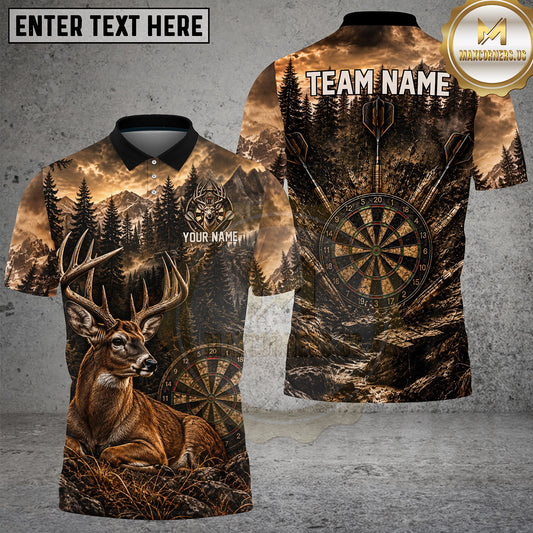 Maxcorners Darts Deer, Moose Mountain Forest Vintage Multiple Options Personalized Name, Team Name 3D Shirt