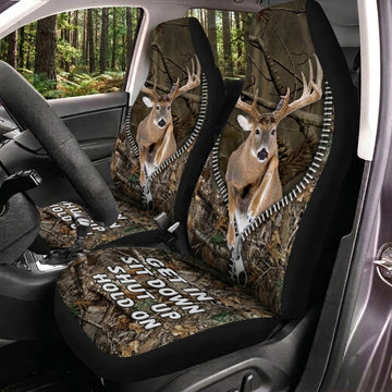 Maxcorners Deer Hunting Hold On Woodland Camo Car Seat Covers