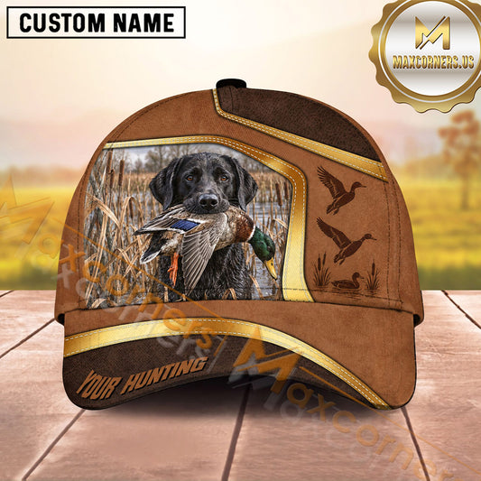 Maxcorners Dog Hunting And Duck Hunting Vintage Flying Waterfowl Pattern Multiple Options Personalized Name 3D Cap
