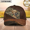 Maxcorners Rustic Leather Diagonal Marsh Camo Duck Hunting With Dogs Multi Options Personalized Name 3D Cap