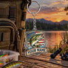 Maxcorners American Flag Fishing Shield Personalized Name 2D Acrylic Keychain Ornament (8 Fish Species)