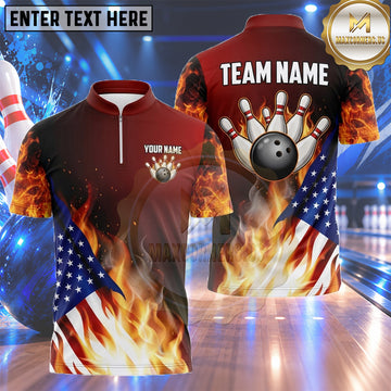 Maxcorners UK Bowling Shirt Royal Lion Crest Artwork Multiple Options Personalized Name, Team Name 3D Shirt