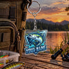 Maxcorners Bold Blue Sport Fishing Artwork Personalized Name 2D Acrylic Keychain Ornament (8 Fish Species)