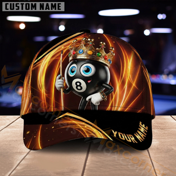 Maxcorners Billiards 8 Ball Flaming Skull Orange Black Multiple Options Personalized Name 3D Cap