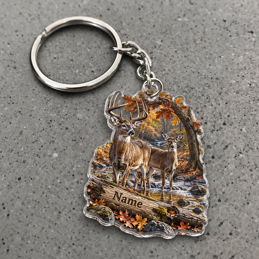 Maxcorners Wildlife Hunting Autumn Mountain Scene Custom Name Trap Hunting Custom Gift 2D Flat Acrylic Ornament, Keychain