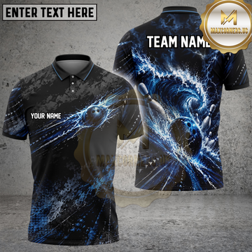Maxcorners Bowling Lightning Wave Energy Multiple Options Personalized Name, Team Name 3D Shirt