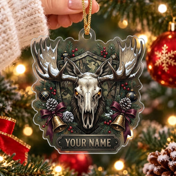 Maxcorners Gothic Moose Skull Pinecone Christmas Personalized Name Christmas Ornament