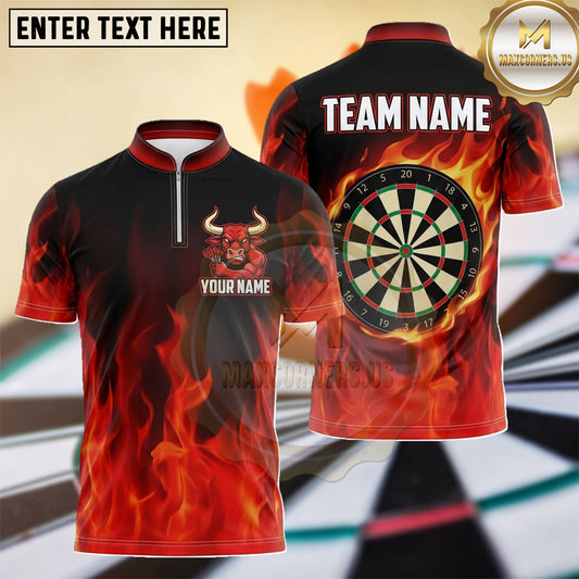 Maxcorners Fierce Bull Burning Inferno Dartboard Multiple Options Personalized Name, Team Name 3D Shirt