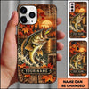 Maxcorners Fishing Autumn Lake Sunset Artwork Multiple Options Personalized Name Phone Case (13 Fish Species)