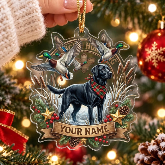 Maxcorners Black Labrador Mallard Duck Hunting Personalized Name Christmas Ornament