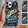 Maxcorners Fishing Skull Hook Grunge Artwork Multiple Options Personalized Name Phone Case (13 Fish Species)