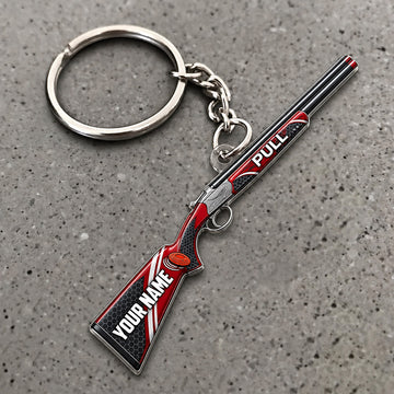 Maxcorners Shotgun Racing Stripe Sporting Design Custom Name Trap Shooting Custom Gift 2D Flat Acrylic Ornament, Keychain
