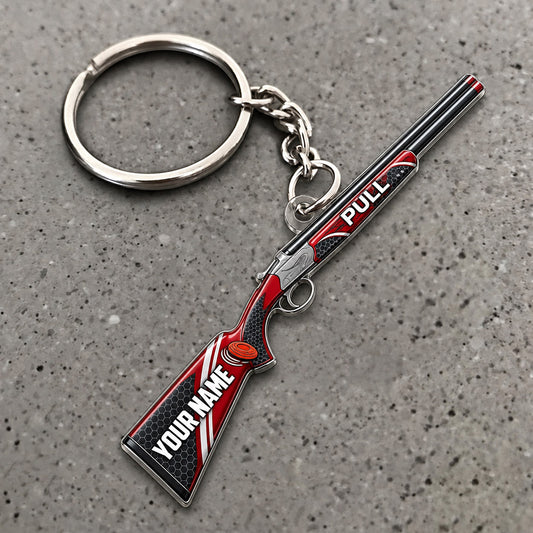 Maxcorners Shotgun Racing Stripe Sporting Design Custom Name Trap Shooting Custom Gift 2D Flat Acrylic Ornament, Keychain