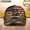 Maxcorners Distressed American Flag Woodland Camo Duck Hunting With Dogs Multi Options Personalized Name 3D Cap
