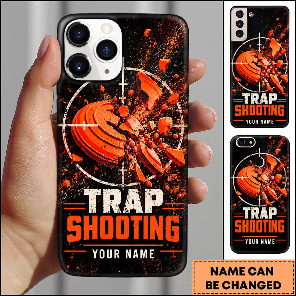 Maxcorners Trap Shooting Target Crosshair Explosion Personalized Name 3D Phone Case