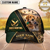 Maxcorners Luxury Green Leather Gold Accent Duck Hunting Dog Cap, Multiple Breeds Personalized Name 3D Cap