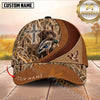 Maxcorners Cross Layered Leather Marsh Camo Dog Hunting Multicolor Options Personalized Name 3D Cap
