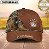 Maxcorners Rustic Brown Leather Flying Ducks Duck Hunting With Dogs Multi Options Personalized Name 3D Cap