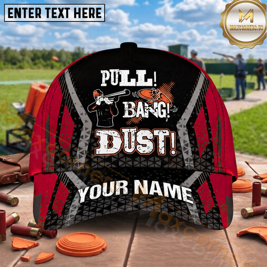 Maxcorners Pull Bang Dust Clay Target Shooter Trap Shooting Multicolor Options Personalized Name 3D Cap (7 colors)