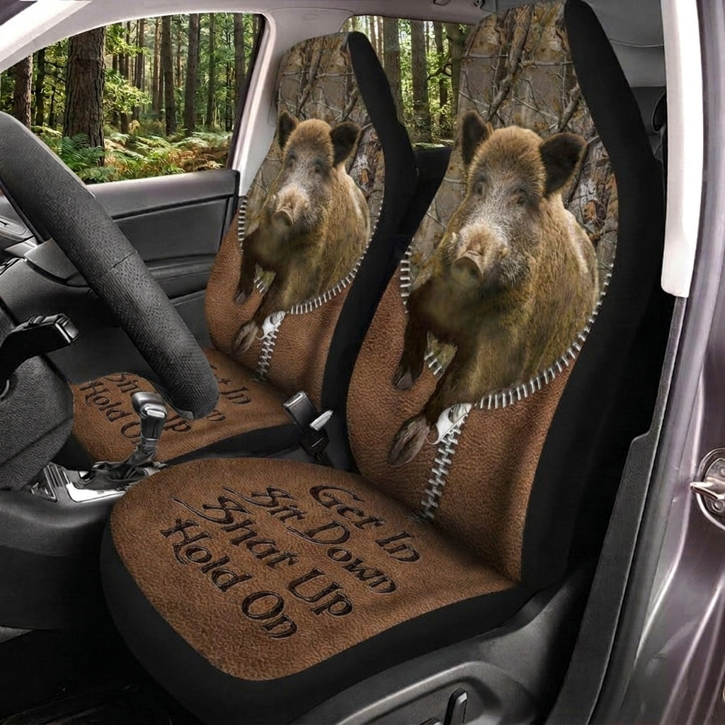 Maxcorners Grizzly Bear Hunting Hold On Brown Car Seat Covers