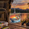 Maxcorners Sunset Speedboat Fishing Artwork Personalized Name 2D Acrylic Keychain Ornament (8 Fish Species)