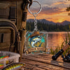Maxcorners Rustic Wooden Sign Fishing Artwork Personalized Name 2D Acrylic Keychain Ornament (8 Fish Species)