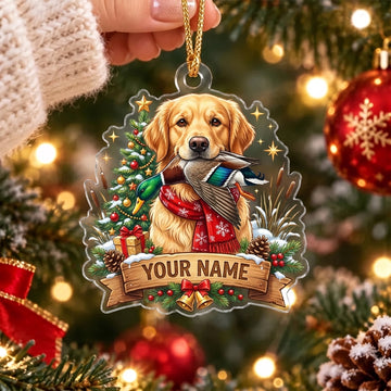 Maxcorners Golden Retriever Duck Hunting Christmas Personalized Name Christmas Ornament