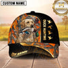 Maxcorners Blaze Orange Forest Camo Duck Hunting Dog Cap, Multiple Breeds Personalized Name 3D Cap