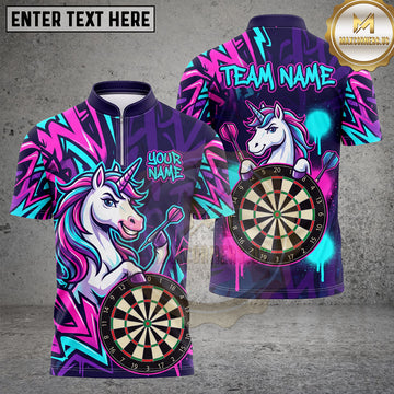 Maxcorners Darts Unicorn Graffiti Dartboard Street Art Multiple Options Personalized Name, Team Name 3D Shirt