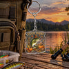 Maxcorners Autumn Leaves Fishing Artwork Personalized Name 2D Acrylic Keychain Ornament (8 Fish Species)